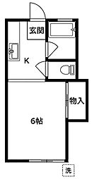アップルハウス 1Kの間取図画像