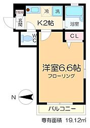 東京メトロ半蔵門線 住吉駅 徒歩11分の賃貸マンション 2階1Kの間取り
