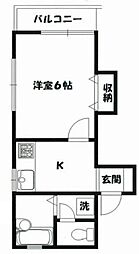 ベルステージ2 1Kの間取図画像