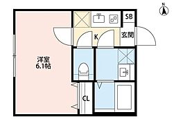 CRASTINE西馬橋1丁目 1階1Kの間取り