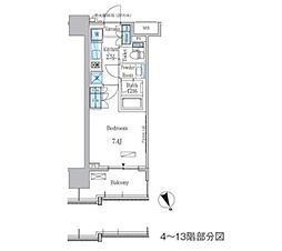 ParkAxis浅草・田原町 1Kの間取図画像