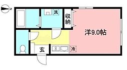パークFLATS桜川 ワンルームの間取図画像