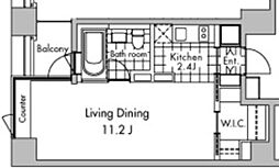 Blue 4階1Kの間取り
