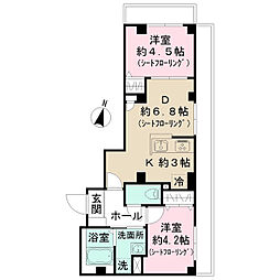 シャインピーチ 2DKの間取図画像