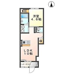 オアシス久米 1階1LDKの間取り