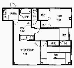 アモロッソ 1階2LDKの間取り