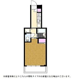 スカイコート門前仲町 4階1Kの間取り