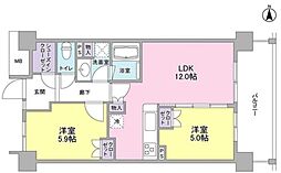 アンビエンテ経堂 3階2LDKの間取り