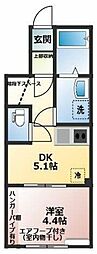 レーベル勝田台 1階1DKの間取り