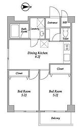 シャトー初台 3階2DKの間取り