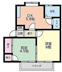 コーポF・K 2DKの間取図画像