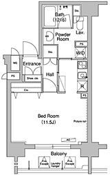 コンフォリア下北沢 9階ワンルームの間取り