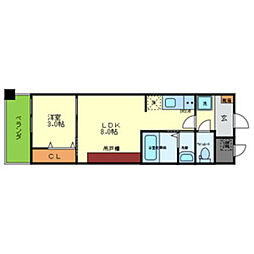 JR東海道・山陽本線 茨木駅 徒歩8分の賃貸マンション 4階1LDKの間取り