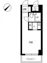 スカイコート横浜日ノ出町 ワンルームの間取図画像