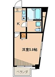 リード東中野 3階1Kの間取り