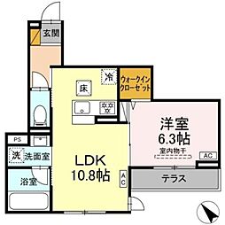 DーClair 1LDKの間取図画像