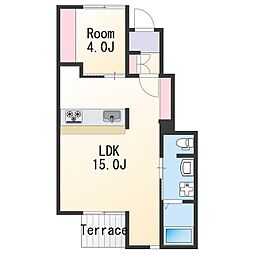 JR和歌山線 田井ノ瀬駅 徒歩26分の賃貸アパート 1階1SLDKの間取り