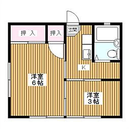コーポ田端 1階2Kの間取り