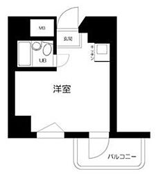 トップ・ルーム新宿公園第2 6階ワンルームの間取り