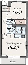 アステリアパレス 1LDKの間取図画像