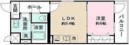 コスモヒルズ 3階1LDKの間取り