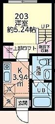 パークテラス立場 1Kの間取図画像