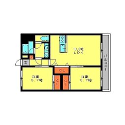 第一清和ビル 2LDKの間取図画像