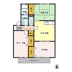 パークサンハイム 3DKの間取図画像