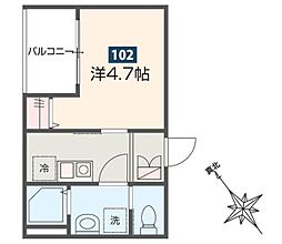 ＭＥＬＤＩＡ京成稲毛 1階1Kの間取り