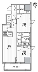 シーズンフラッツ新御徒町 2階2LDKの間取り