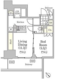 メゾンカルム日本橋馬喰町 1007 10階1LDKの間取り