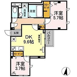 バンイードビル 2DKの間取図画像