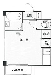アスコット神楽坂 3階ワンルームの間取り