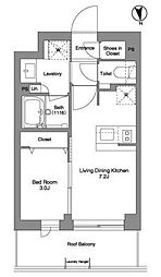 コンフォリア戸越公園 4階1DKの間取り