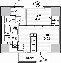 エスタート入谷1 2階1LDKの間取り