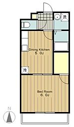 JR横浜線 橋本駅 バス25分 向原南下車 徒歩5分の賃貸マンション 2階1DKの間取り