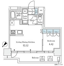 サンライズ茅場町 1LDKの間取図画像
