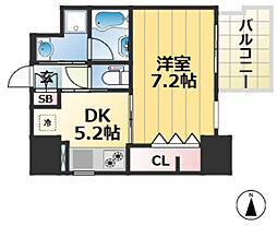 エステムプラザ神戸三宮ルクシア 1DKの間取図画像