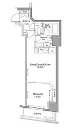 ザ・パークハビオ日本橋小伝馬町 1LDKの間取図画像