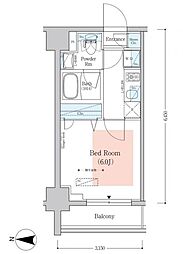 アーバネックス南品川II 7階1Kの間取り