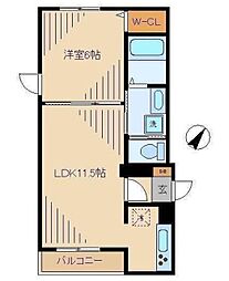 Ladooeste 1LDKの間取図画像