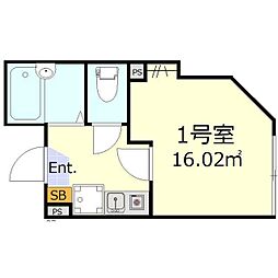 コンフォール新小岩 3階1Kの間取り
