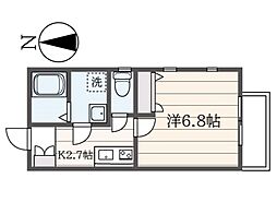 レジデンス国立 1階1Kの間取り