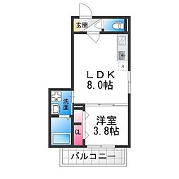 七道ハウス 1階1LDKの間取り
