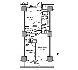 パークアクシス豊洲 7階2LDKの間取り
