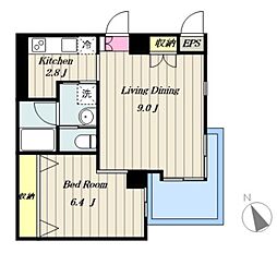 ポ・ライト 6階1LDKの間取り