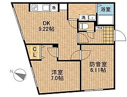 ＲＡＳＩＣＬＡＳ ＣＡＰＩＴＡＬ3 4階2DKの間取り