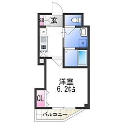 みおつくし岸里3 1Kの間取図画像