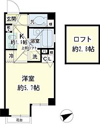 エムズアーク 3階1Kの間取り