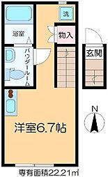 プレジール柴又 ワンルームの間取図画像